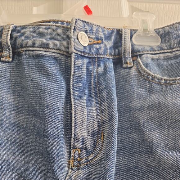 Pacsun Los Angeles Denim Mini Skirt Jean Cut Button Zip Distressed Waist 25 - Picture 6 of 8